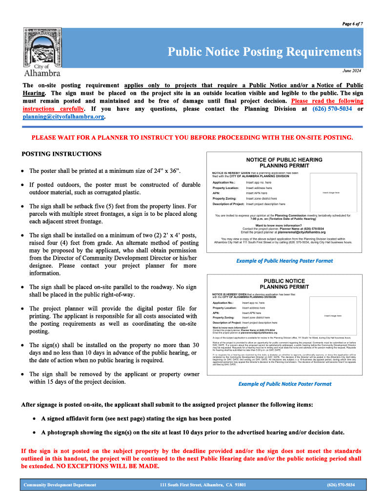 City of Alhambra Public Notice Posting Requirements.