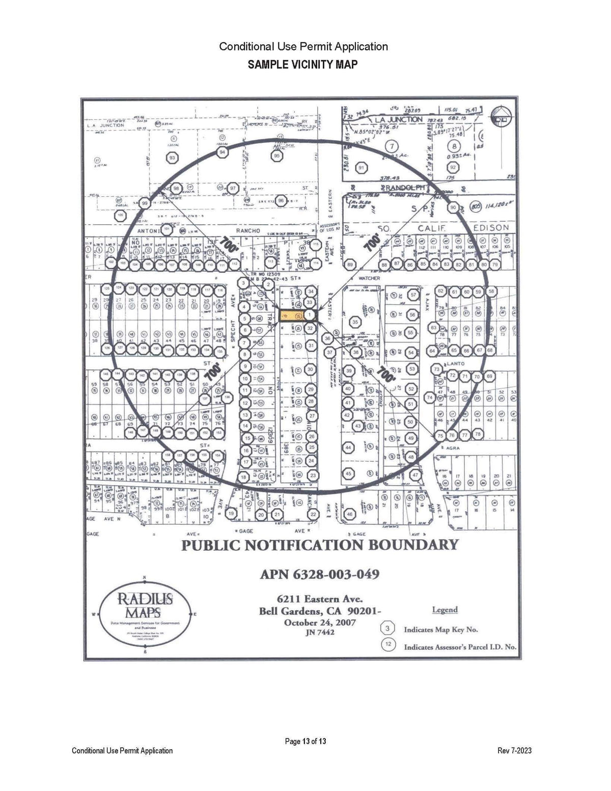 Bell Gardens Sample Vicinity Map Sample 500-foot and 700-foot Radius Map 