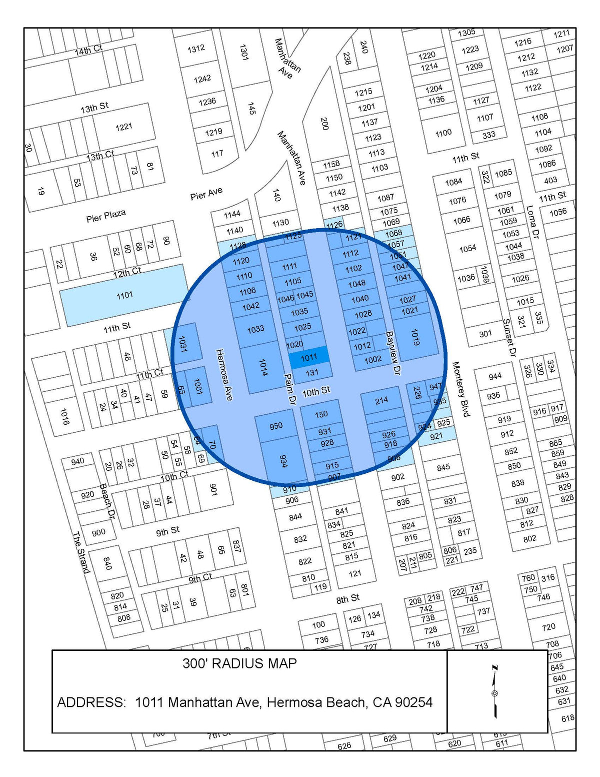 Hermosa Beach 300' Radius Map Sample