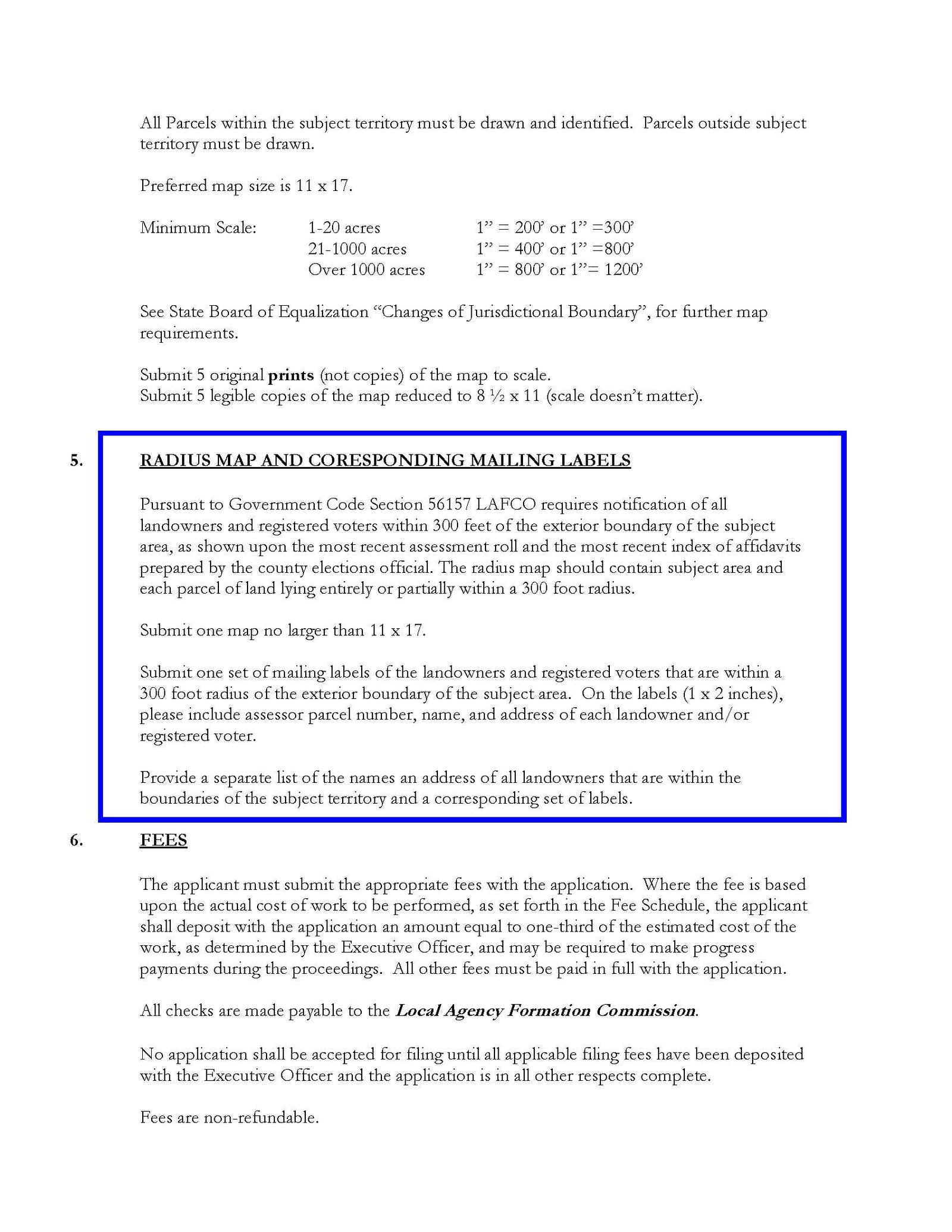 LAFCO Los Angeles County official requirement – 300 ft radius map + landowner & voter mailing labels