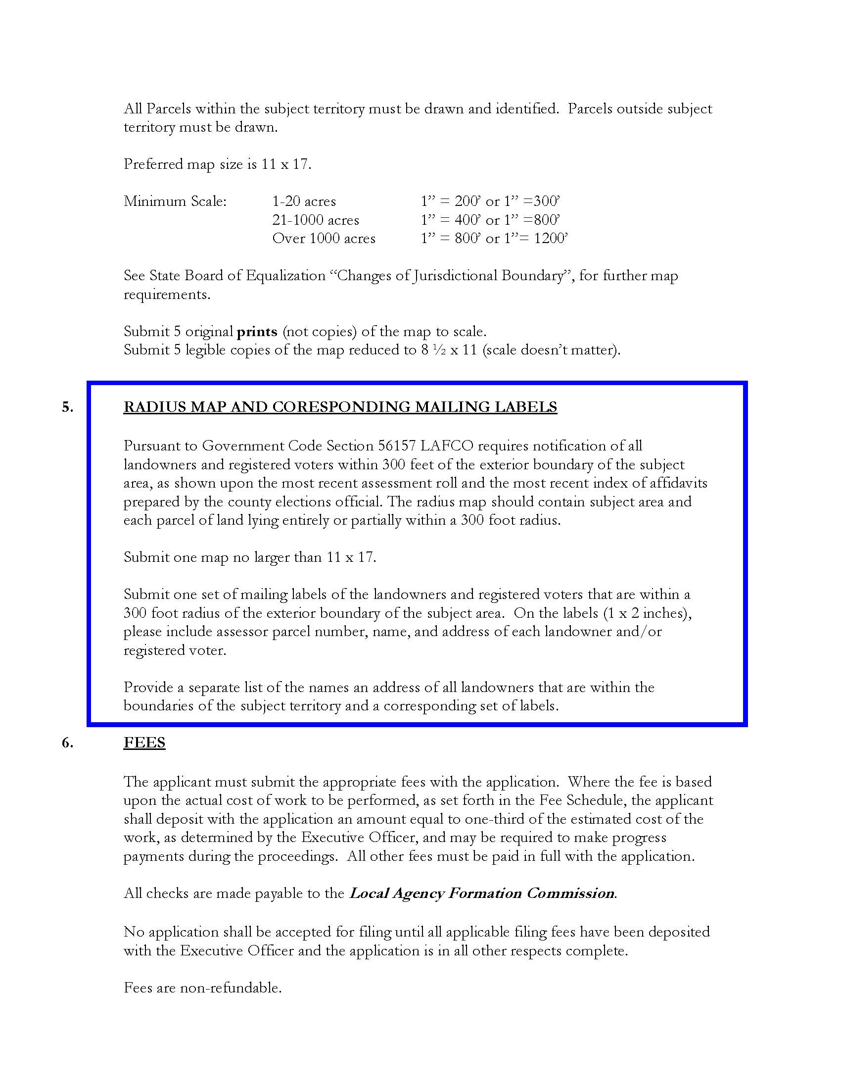 LAFCO Los Angeles County official requirement – 300 ft radius map + landowner & voter mailing labels
