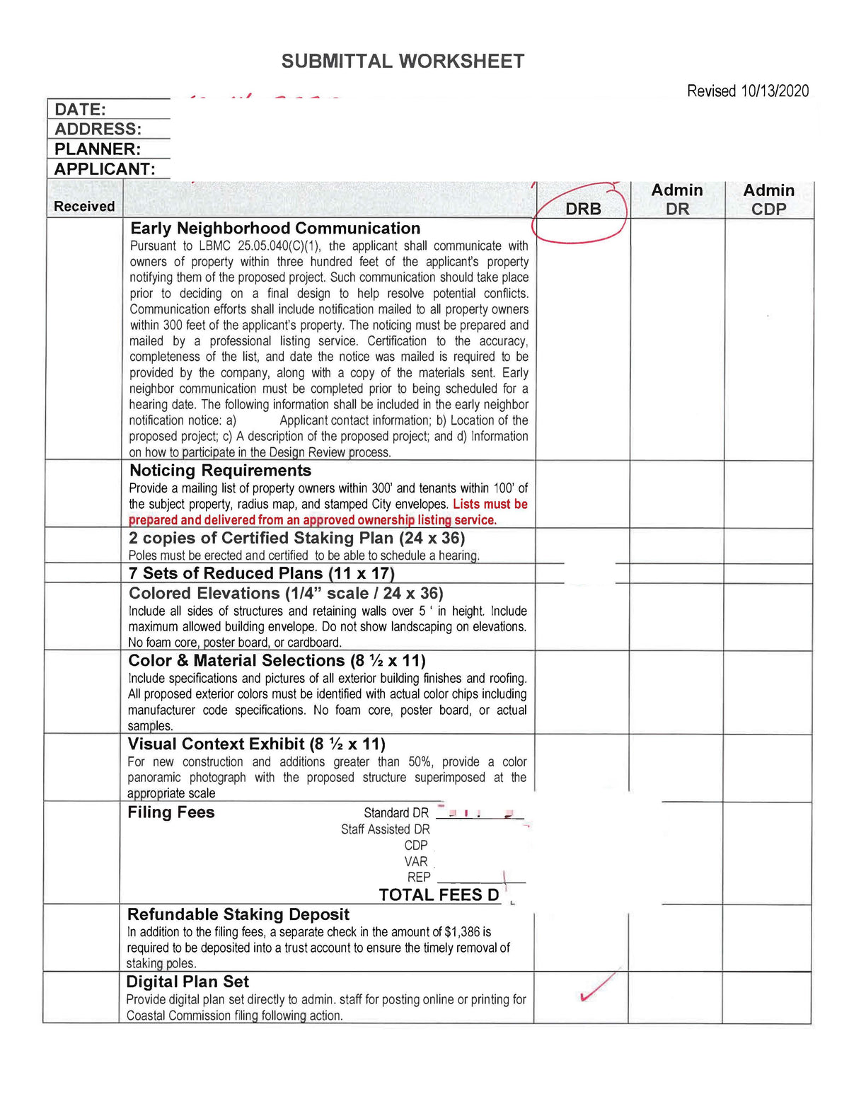 Laguna Beach Submittal Checklist Express Mapping Noticing Requirements Early Neighborhood Communication