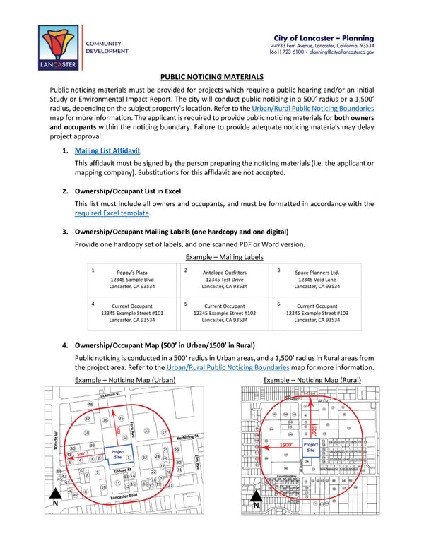 City of Lancaster Mailing List Affidavit Ownership Occupant List ...