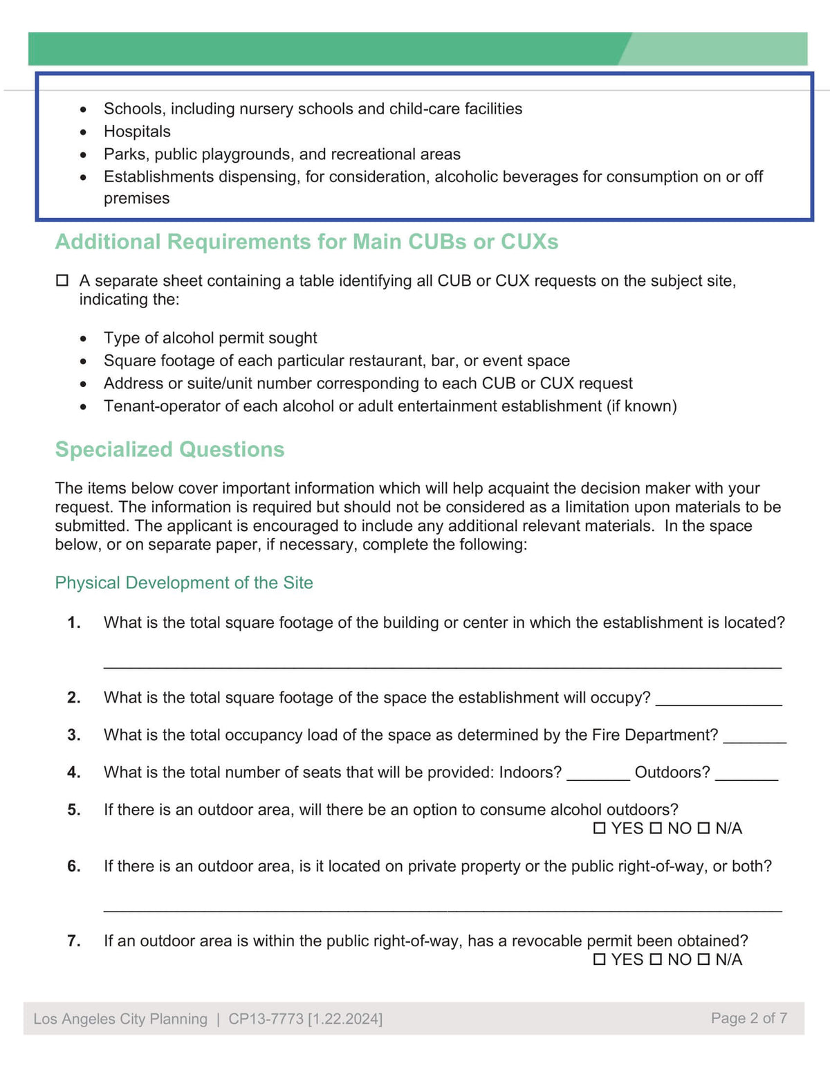 Los Angeles CP13-2074 Class 2 Conditional Use Permit Radius Map Requirements School Hospital Park