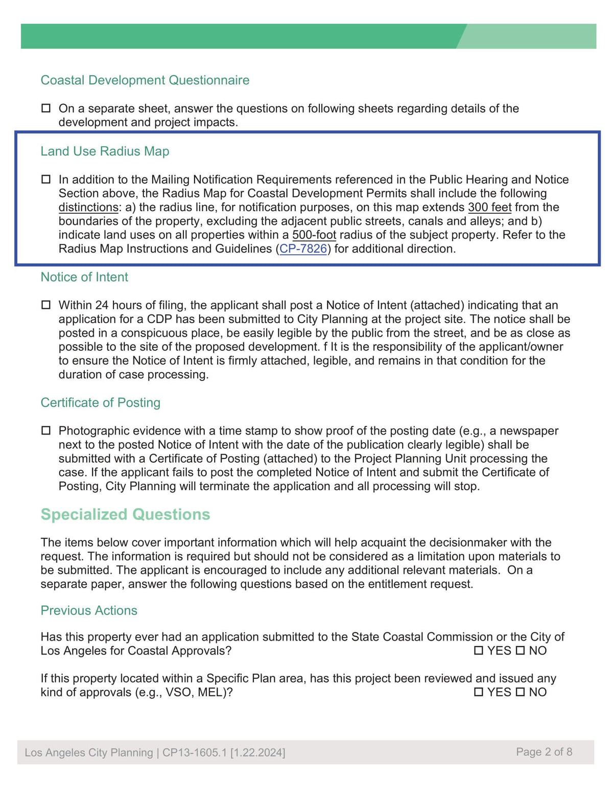 Los Angeles CP13-1605 Coastal Land Use Radius Map