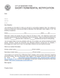 Official notification letter template informing neighbors of proposed Short-Term Rental permit with primary/secondary contact information and Municipal Code Chapter 21.09 reference