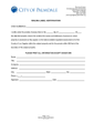 Certification form verifying property owners list accuracy from LA County Equalized Assessment Roll for 500/700 foot radius notification under penalty of perjury