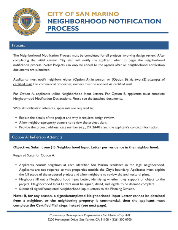San Marino Neighborhood Notification Process Design Review - Express ...