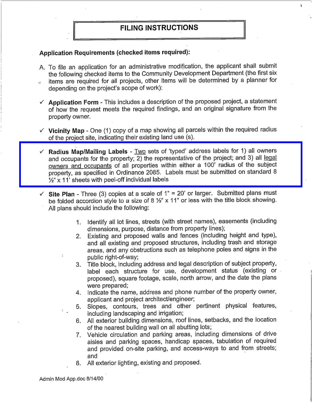 South Pasadena Filing Instructions Radius Map Mailing Labels
