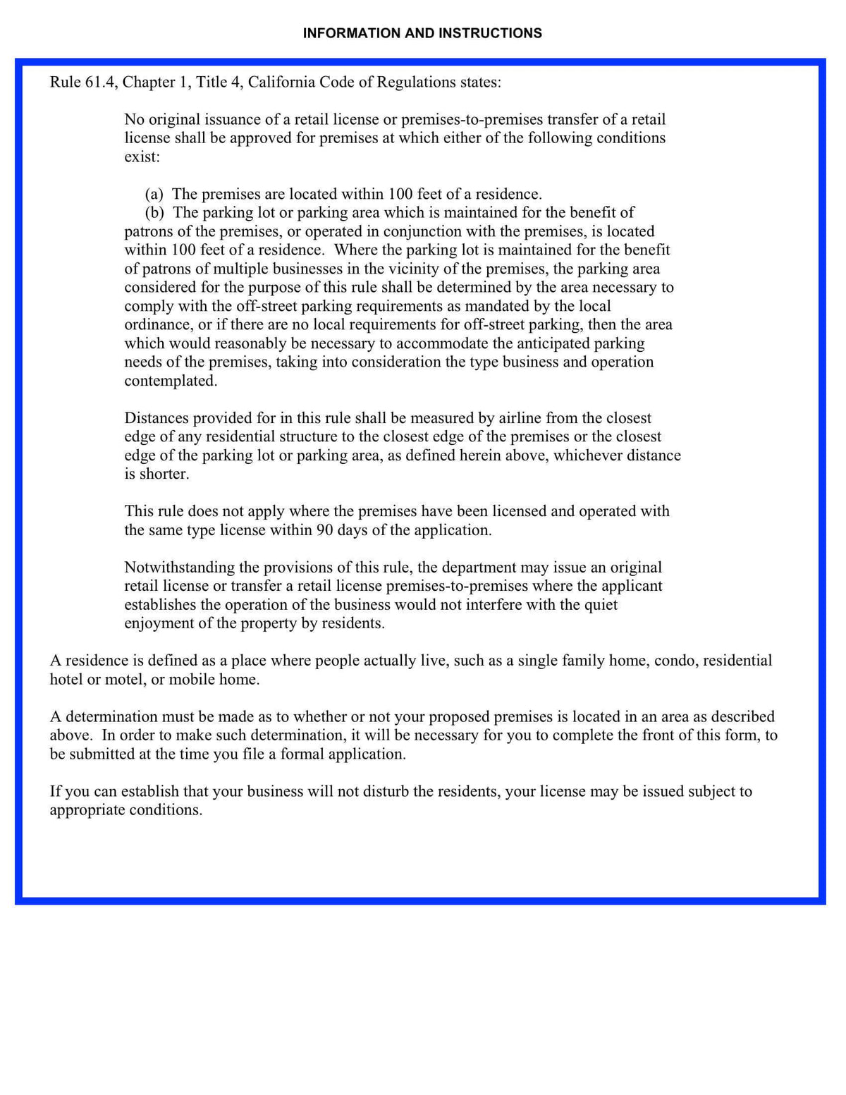 ABC Alcoholic Beverage Control 500 Resident List ABC 247 & ABC 251