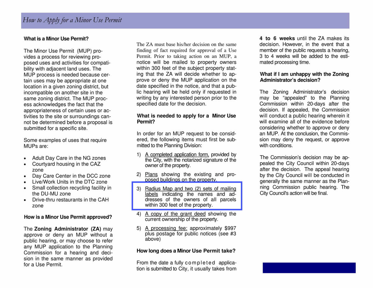 Azusa Minor Use Permit 300-foot radius map and property owners mailing labels