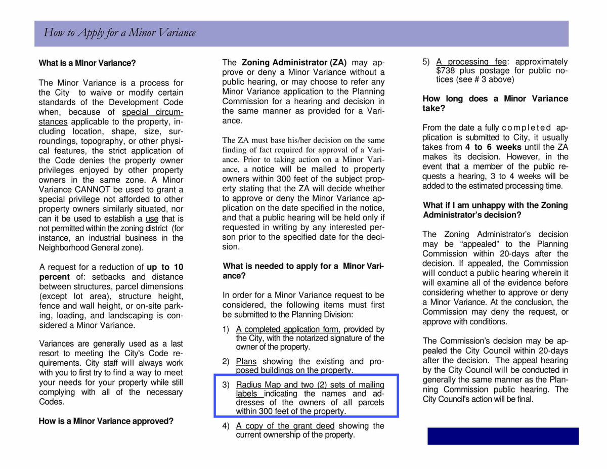 Azusa Minor Variance 300-foot radius map and property owners mailing labels