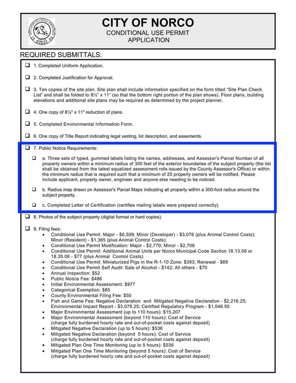 Norco Property Owner List Three Sets Mailing Labels Radius Map