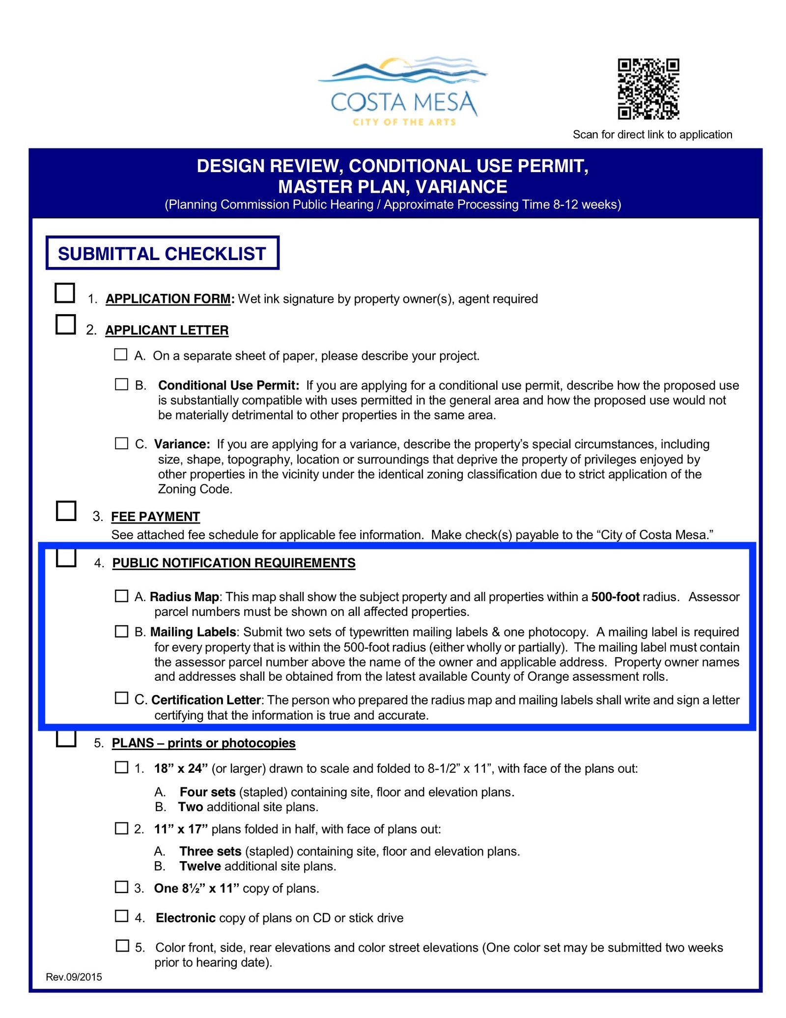 Costa Mesa-City Package-Application-Conditional Use Permit-Radius Map-500 Feet-Property Owner List-Labels