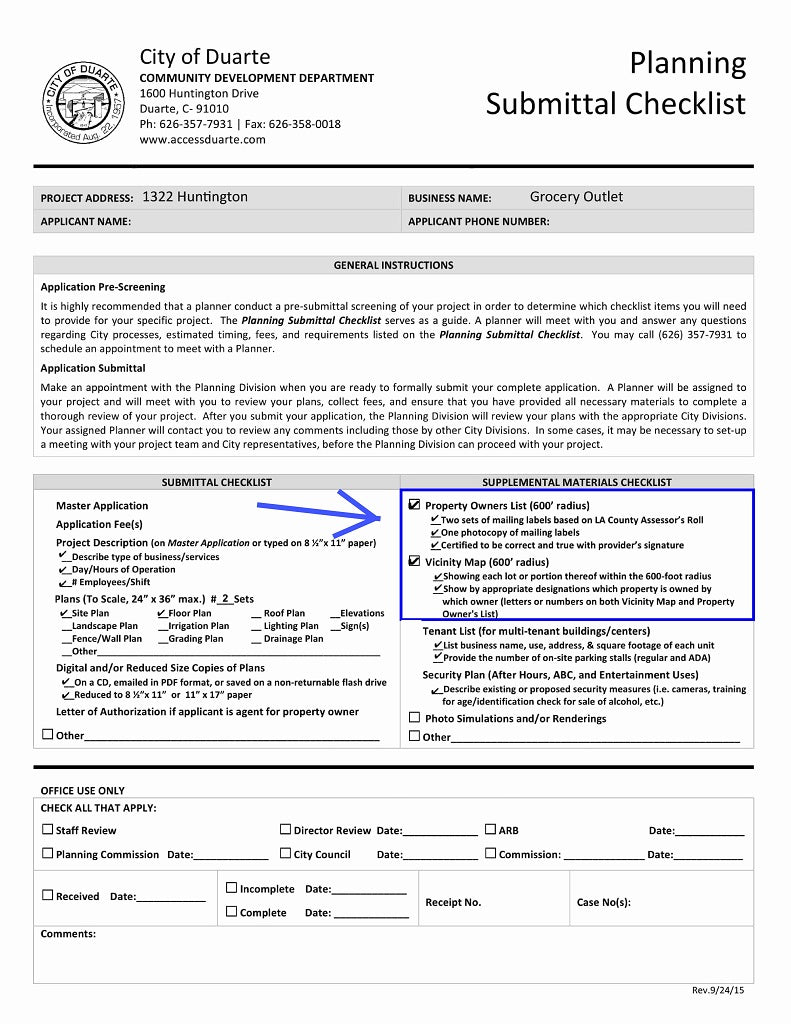 Duarte Property Owners List 600' radius. Vicinity Map 600' radius.