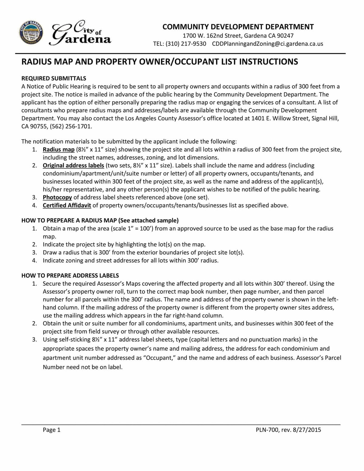 Gardena City Package Express Mapping