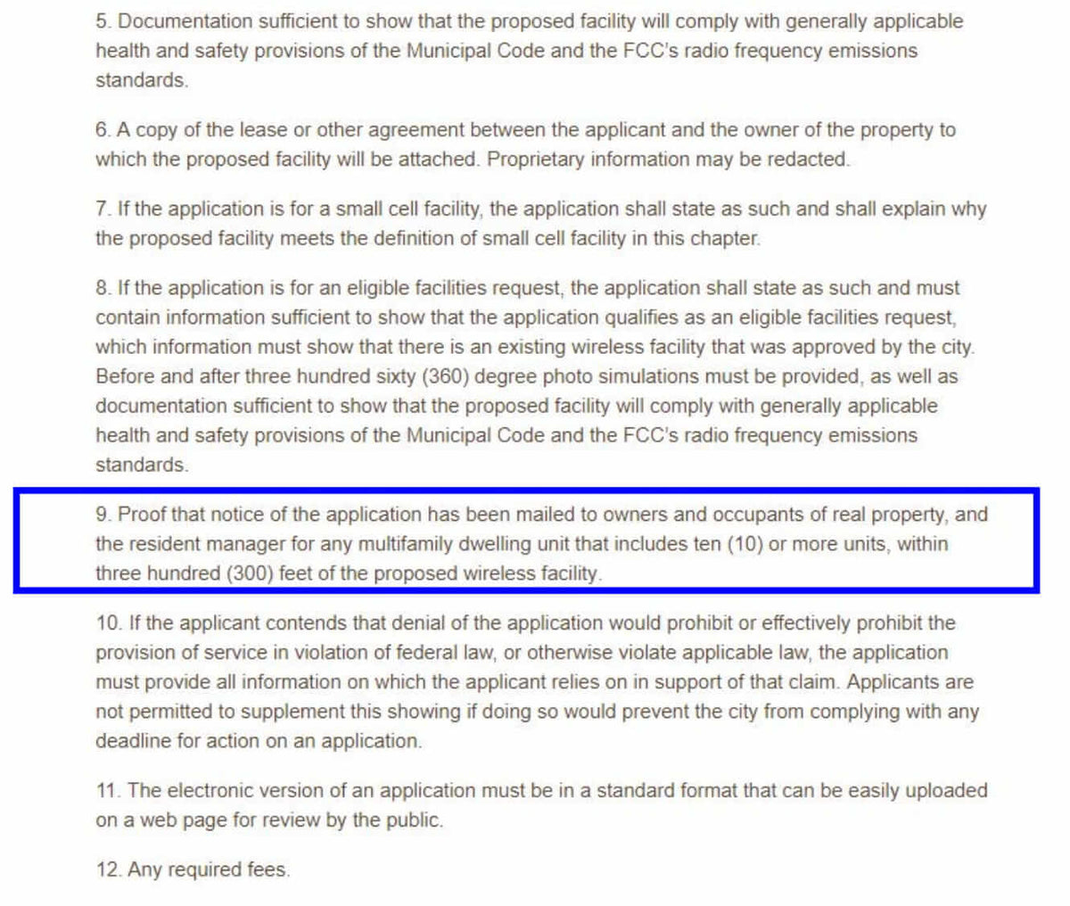 Hermosa Beach requirement to mail notices to property owners, occupants, and managers within 300 feet for wireless facility permits