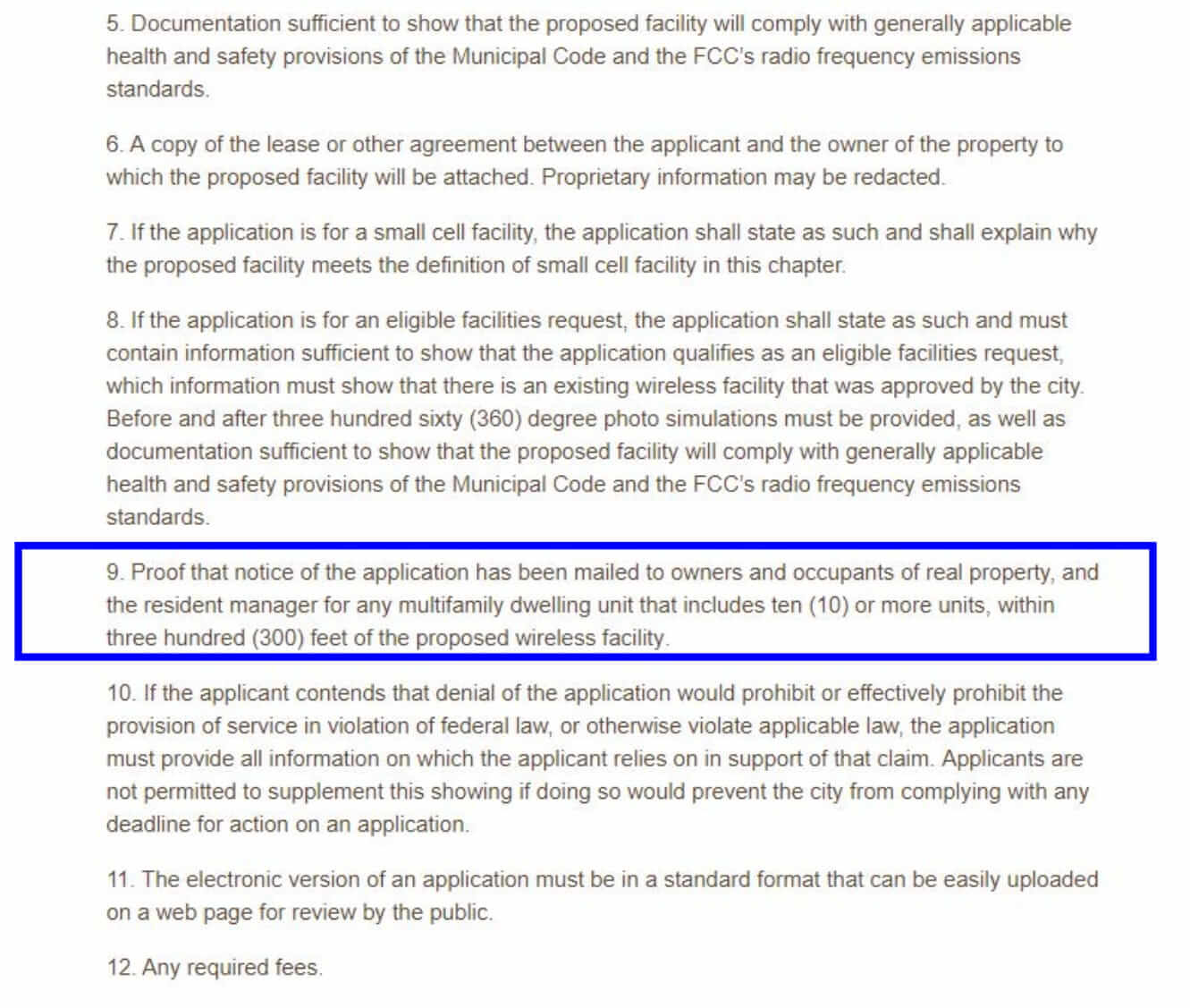 Hermosa Beach requirement to mail notices to property owners, occupants, and managers within 300 feet for wireless facility permits