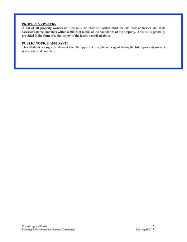 Laguna Woods Radius Map Mailing Labels Property Owners Affidavit Pub