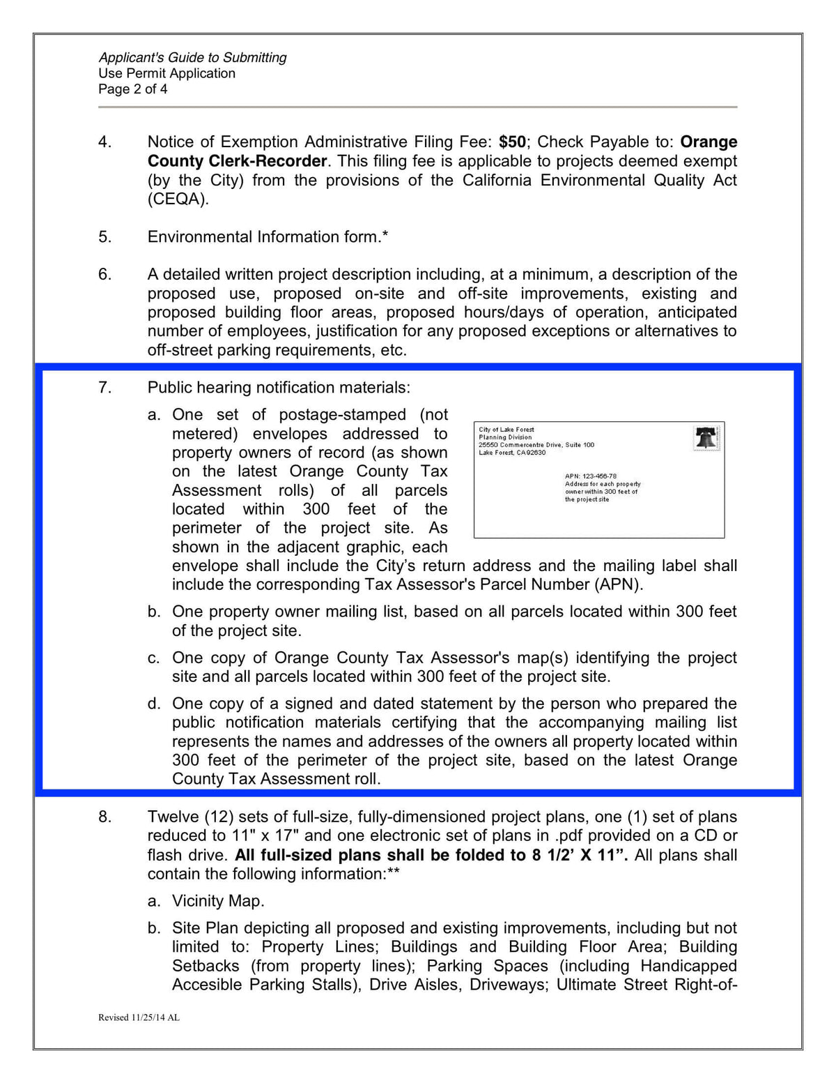 Lake Forest-Public Hearing Notification-Radius Map-300 Feet-Property Owner List-Labels