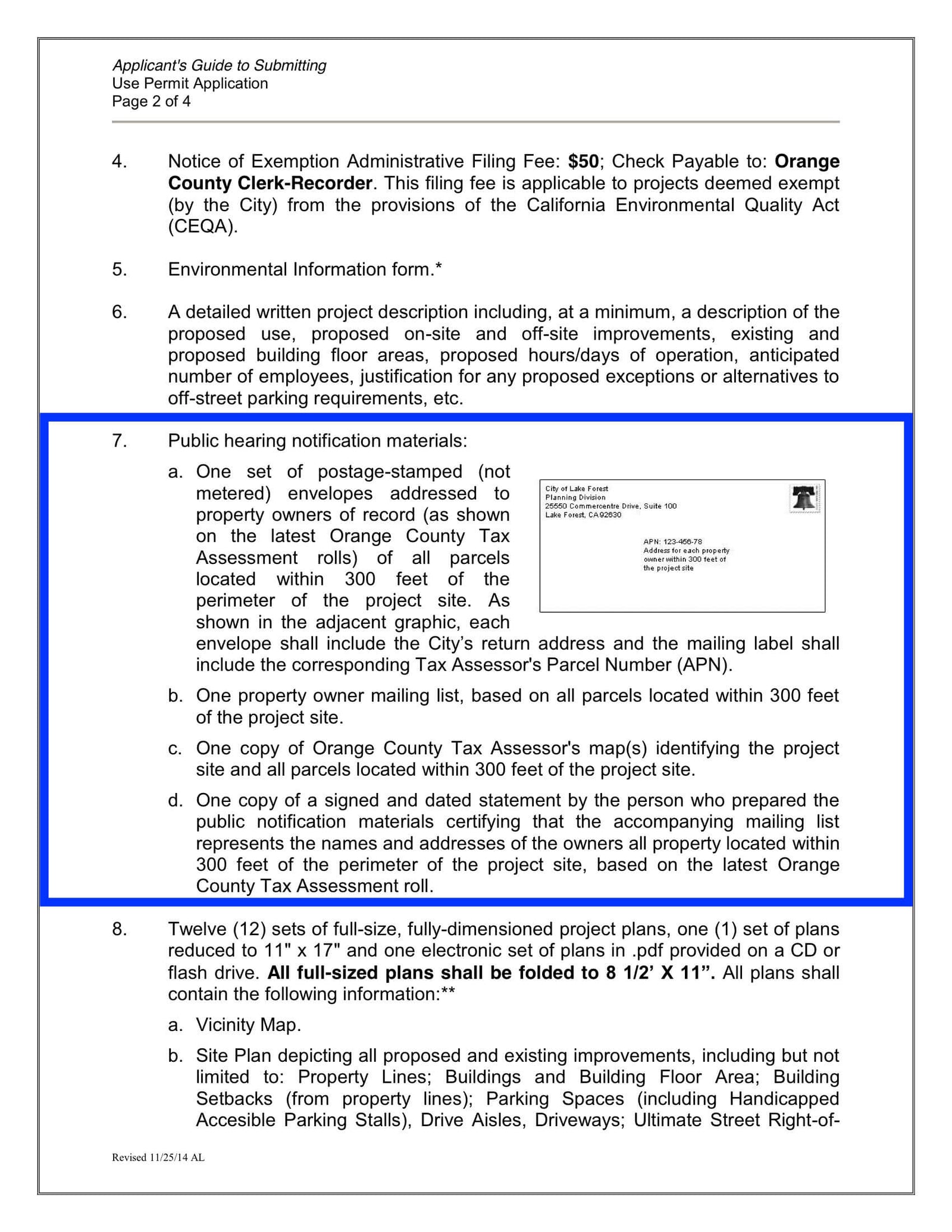 Lake Forest-Public Hearing Notification-Radius Map-300 Feet-Property Owner List-Labels