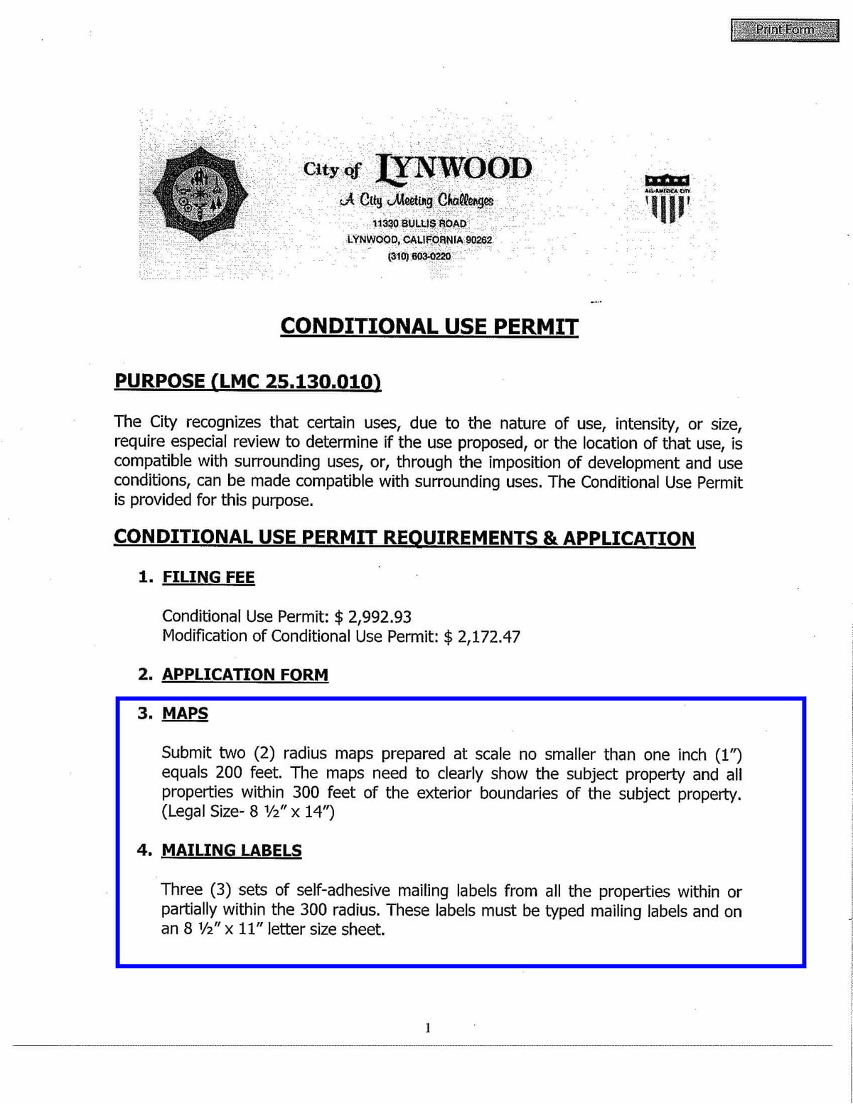 Lynwood 300' Radius Map showing all property owners with numbered parcels
