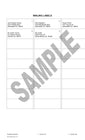 Sample self-adhesive mailing labels on 8½ x 11 sheets showing property owner addresses for Montebello public notification packet requirements