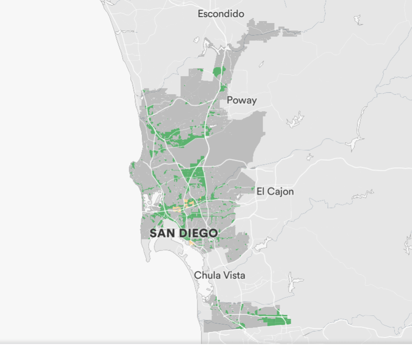 San Diego Areas Covered Planning Groups Radius Map 