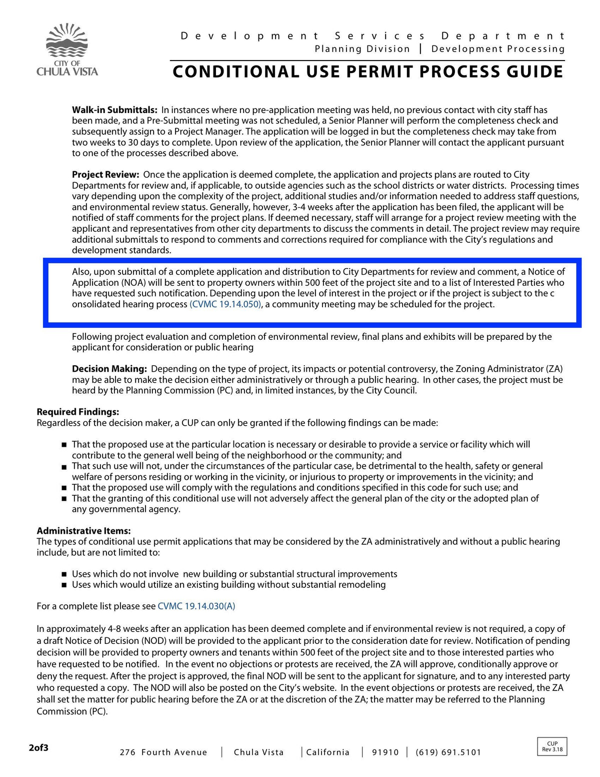 San Diego Chula Vista Conditional Use Permit Process Guide Property Owners within 500 feet