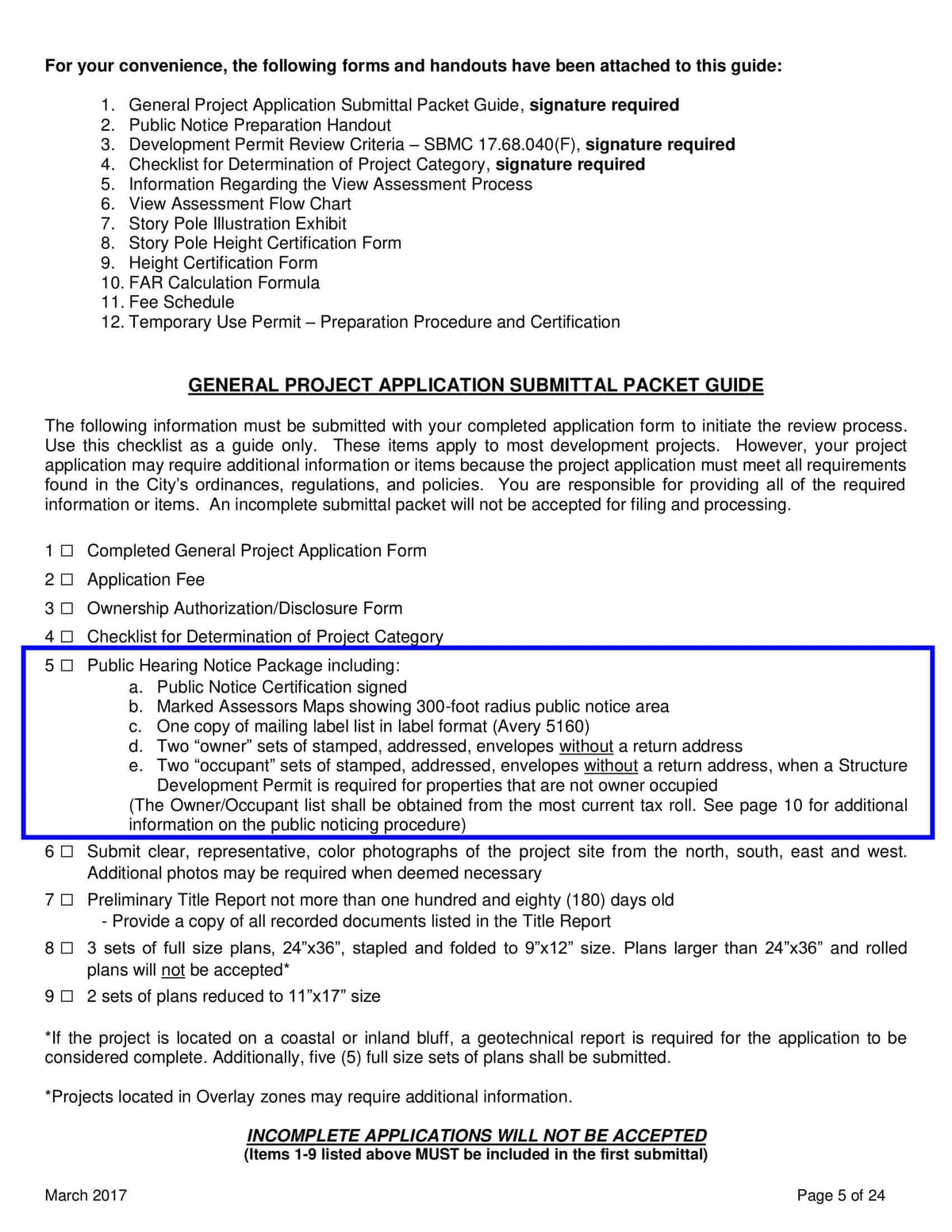 Solana Beach San Diego Public Hearing Notice Package Certification Assessor's Map Mailing Label Owner Occupant Stamped Addressed Envelopes
