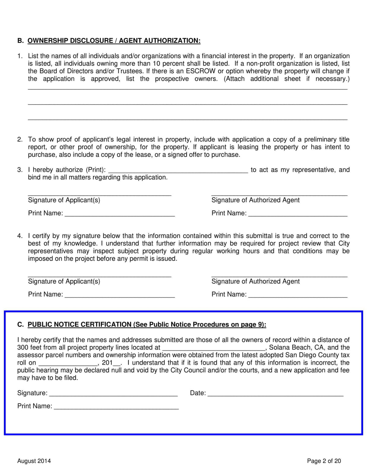 Solana Beach Public Notice Certification Names Addresses 300 feet