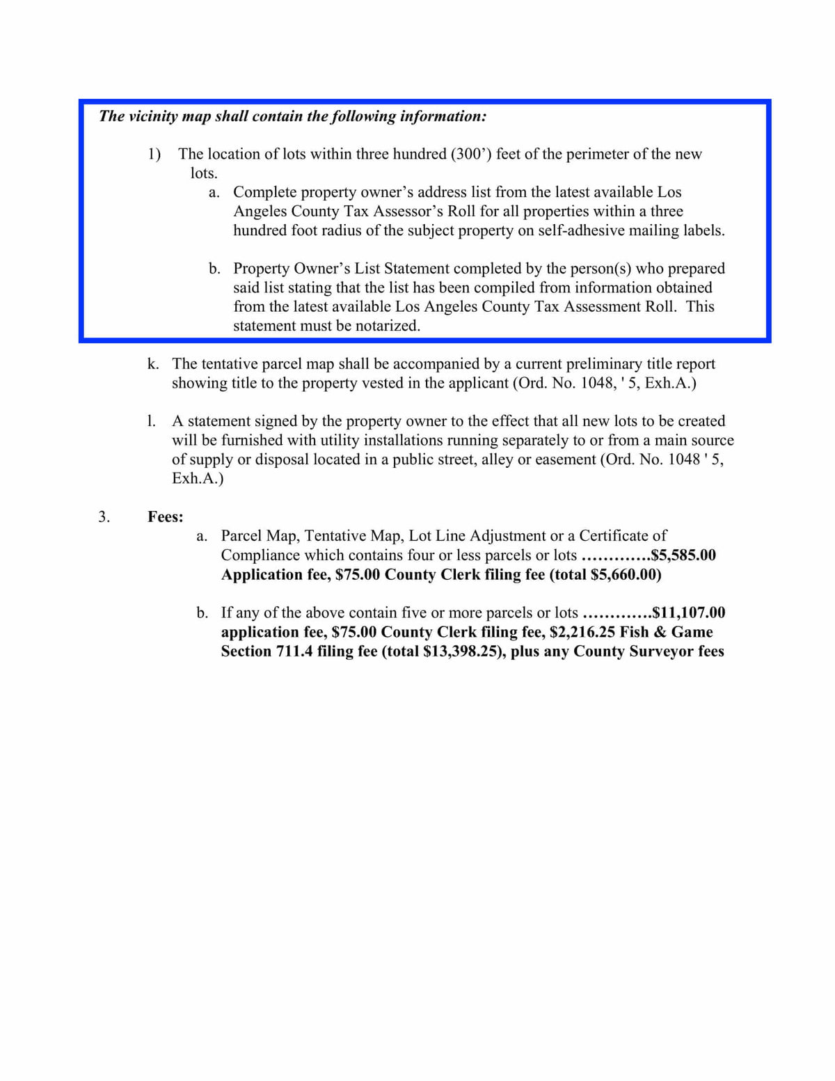 Vernon 300 foot radius map and mailing labels requirements for zoning cases